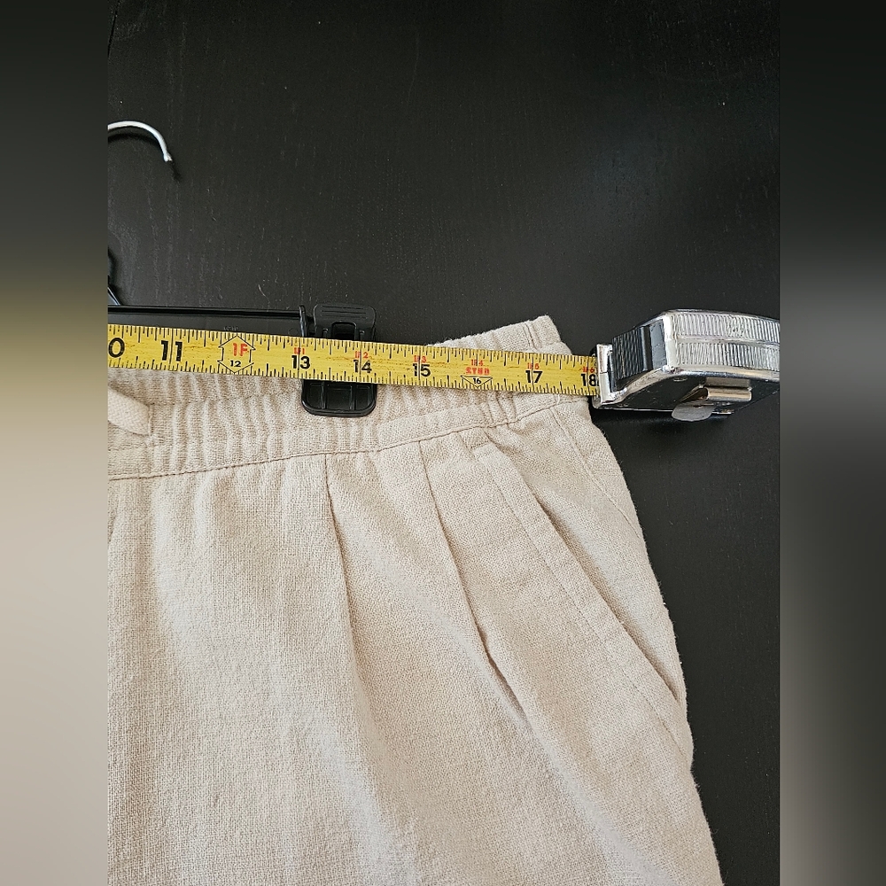 Zara Ivory Relaxed Cotton Pants Size XL Beige Drawstring Waist Casual Pockets - Picture 8 of 10